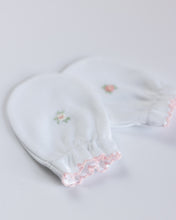 Load image into Gallery viewer, Newborn Mitten // White + pink