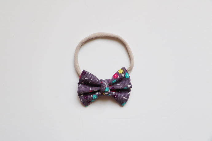 Small knot bow // purple corduroy