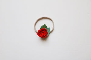 Felt bow // red rose